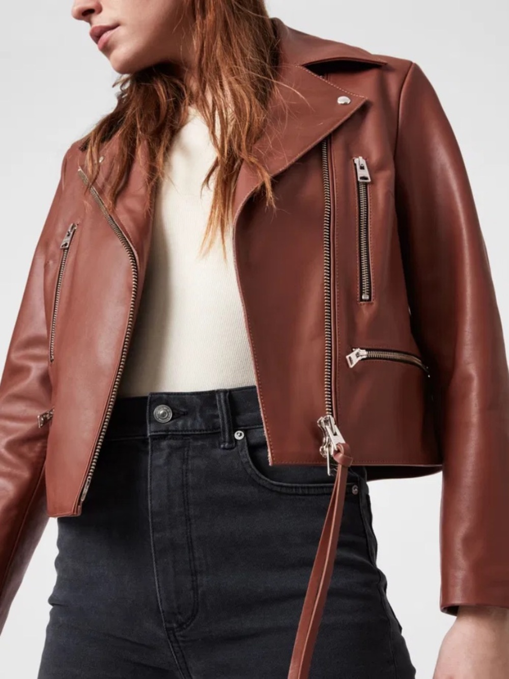 ALLSAINTS Wren Leather Biker Jacket Size 0